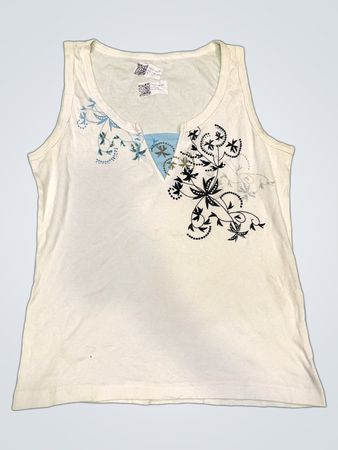 Weißes ärmelloses Tank-Top mit floralem Druck