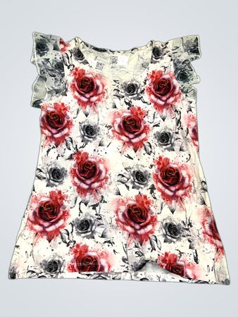 Weißes T-Shirt mit Rosenmuster