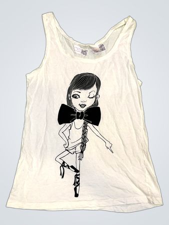 Weißes Tanktop mit Ballerina-Graphic