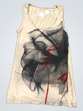 Beige Tanktop mit abstrakter Grafik