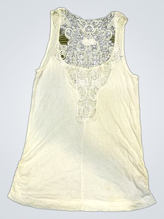 Weißes Tanktop mit Spitzenrücken