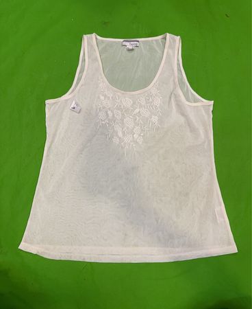 Heine Weiß Besticktes Transparentes Tanktop