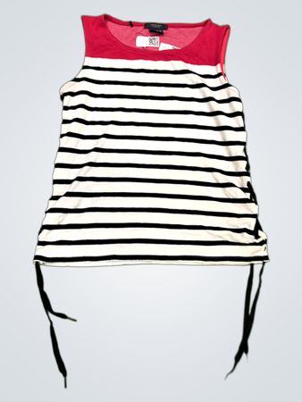 Manguun Collection gestreiftes Tanktop mit pinkem Ausschnitt