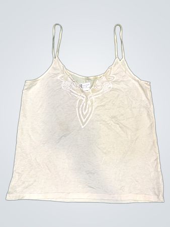 Weiße Spaghettiträgershirt mit gesticktem Detail