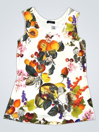 RIANI Weißes Fruchtprint-Ärmelloses Top
