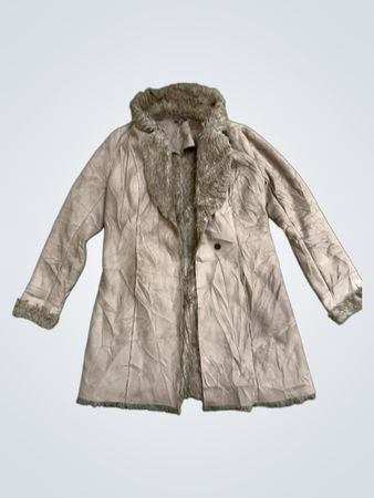 GRAIN DE MALICE Women's Faux Fur Trimmed Coat Size 40