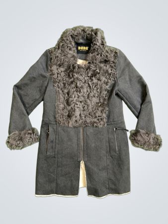 Dana Moolsan Women's Grey Fur Trimmed Coat