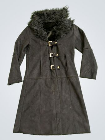 Black Faux Fur Trimmed Coat