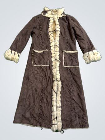 Brown Faux Fur Lined Long Coat