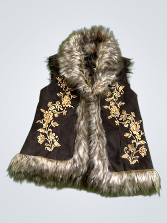 INTERNATIONAL CONCEPTS Embellished Faux Fur Trim Vest