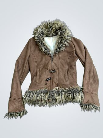 Brown Faux Fur Trimmed Jacket