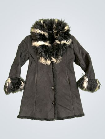 MARBET Black Faux Fur Trimmed Coat