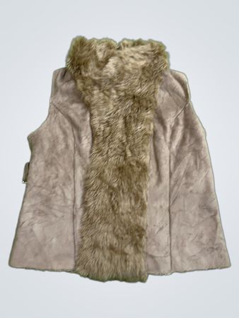 Dash by Kardashian Faux Suede Fur Trim Vest