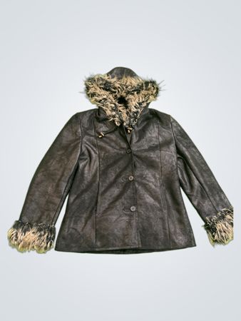 ELEGANCE collection women's faux fur trim hooded jacket