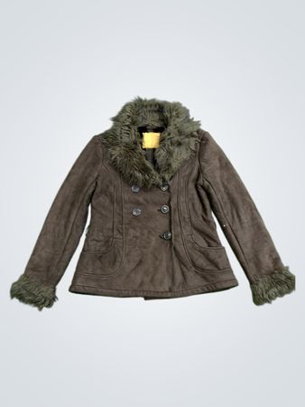 Brown Faux Fur Trimmed Jacket