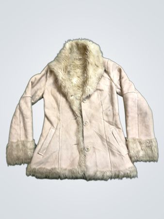 Beige Faux Fur Trimmed Jacket