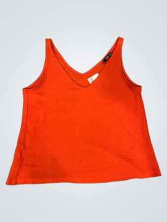 Mango Basics Orange Strukturiertes V-Ausschnitt Tanktop