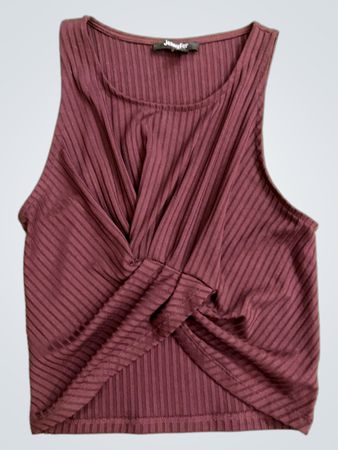 Jennyfer Cropped Ribbed Twist Tanktop