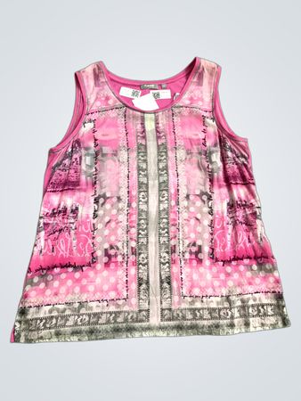 RABE Damen Pink Ärmelloses Grafikdruck-Top Größe 40