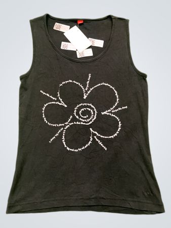 s.Oliver Black Graphic Flower Tank Top