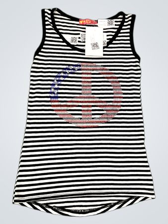 LPG Girls Gestreiftes Ärmelloses Tanktop mit Friedenszeichen
