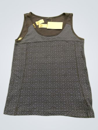 Blaues ärmelloses Kleid mit geometrischem Muster