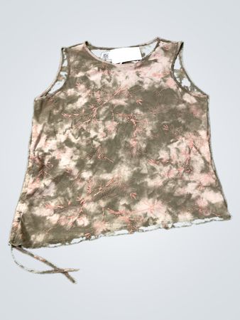 Ärmelloses Top mit Binde-Dye-Print und Kordelzug