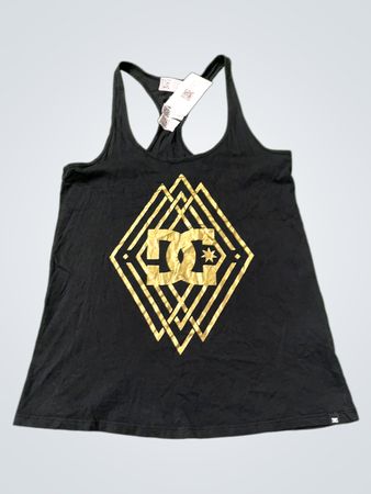 DC Shoes Damen Schwarz Racerback Tanktop mit Gold Logo