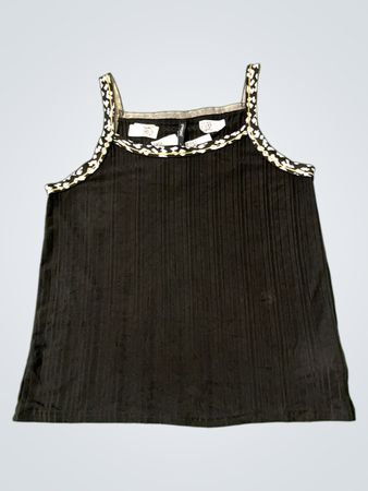 Page One Schwarzes Geripptes Tanktop mit Dekorativem Besatz