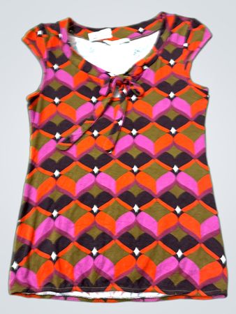 Lola & Liza Damen Geometrischer Druck Kurzarm Top mit Bindeband