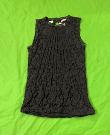 MISS ONE Schwarzes Spitzen Faltenloses Trägershirt