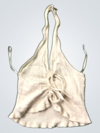 STRADIVARIUS Weißes gerafftes Haltertop