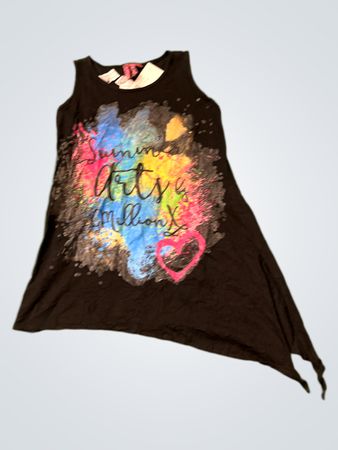 Xhilaration "Summer Arts & " Million "" Heart Graphic Black Tank Top