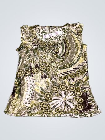 Grünes florales ärmelloses Top