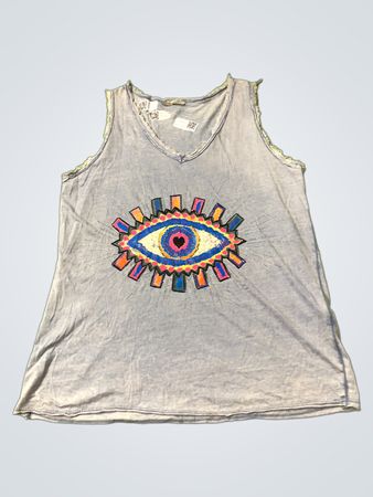Hellblaues Tanktop mit Augengrafik