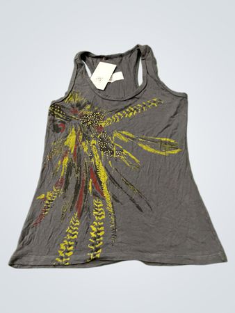 Graues Tanktop mit Feder-Grafik