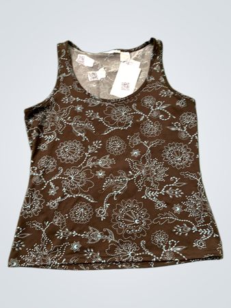 Braunes Tanktop mit floralem Muster