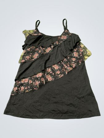 Blind Date Damen Rüschendetail Blütenbesatz Spaghettiträgeroberteil