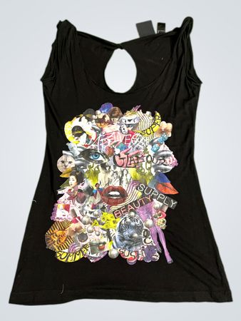 M.I.S.S. JEANS Schwarzes Tanktop mit Collage-Druck