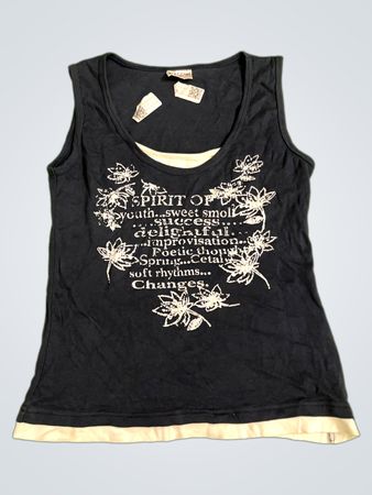 BIAGGINI Ärmelloses Top mit "SPIRIT OF" Text und Blumenmuster