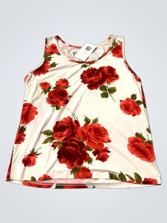 Weißes Tanktop mit rotem Rosenmuster