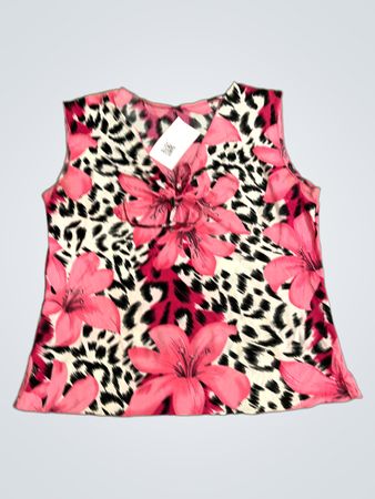 Ärmelloses Top mit floralem und Leopardenmuster