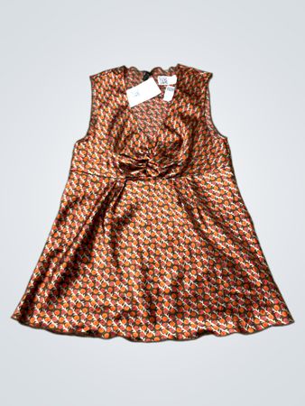 BENETTON Ärmelloses orangenes gemustertes Top