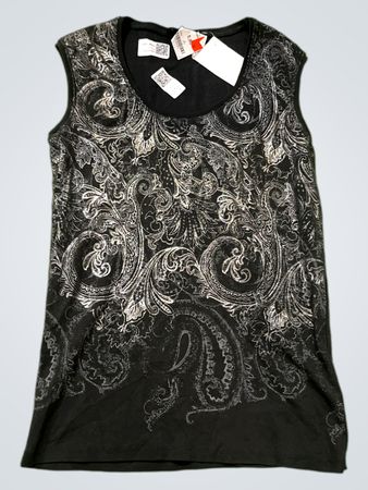 MAROITES Schwarzes ärmelloses Top mit Paisleymuster