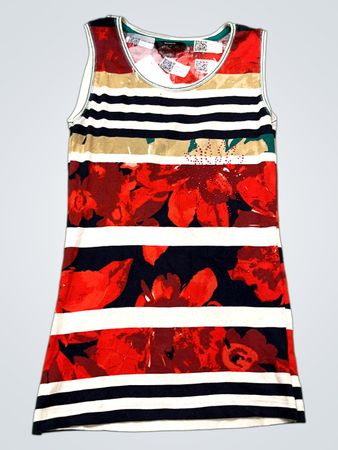 BONITA Ärmelloses Floral Gestreiftes Top Größe M