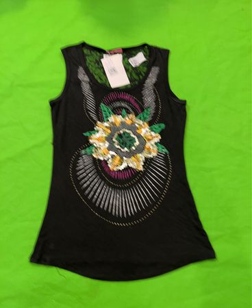 Dias Boas Damen schwarzes Tanktop mit Verziehrung
