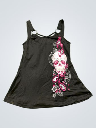 Schwarzes Tanktop mit Schädelgrafik