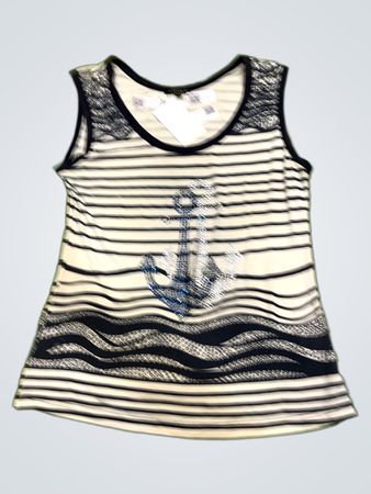 LÉO GUY gestreiftes Tanktop mit Anker-Graphic