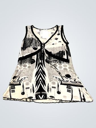 BONITA ärmelloses Kleid mit schwarzem Saum