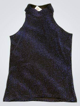 Schwarzes Glitzer Mock Neck Top